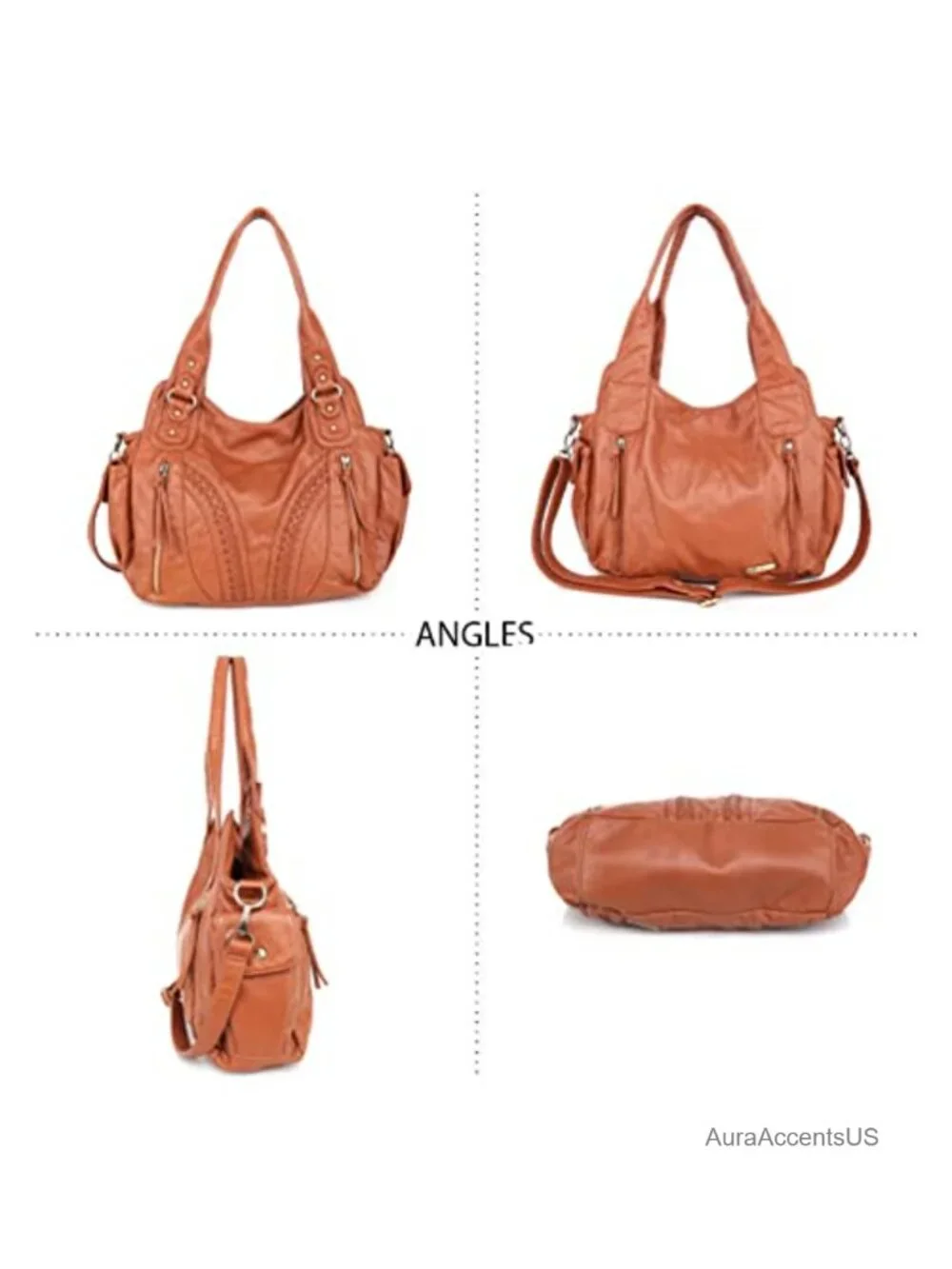 Y2K Hobo Bag Women Washed Leather Purse Crossbody Strap Roomy Handbag